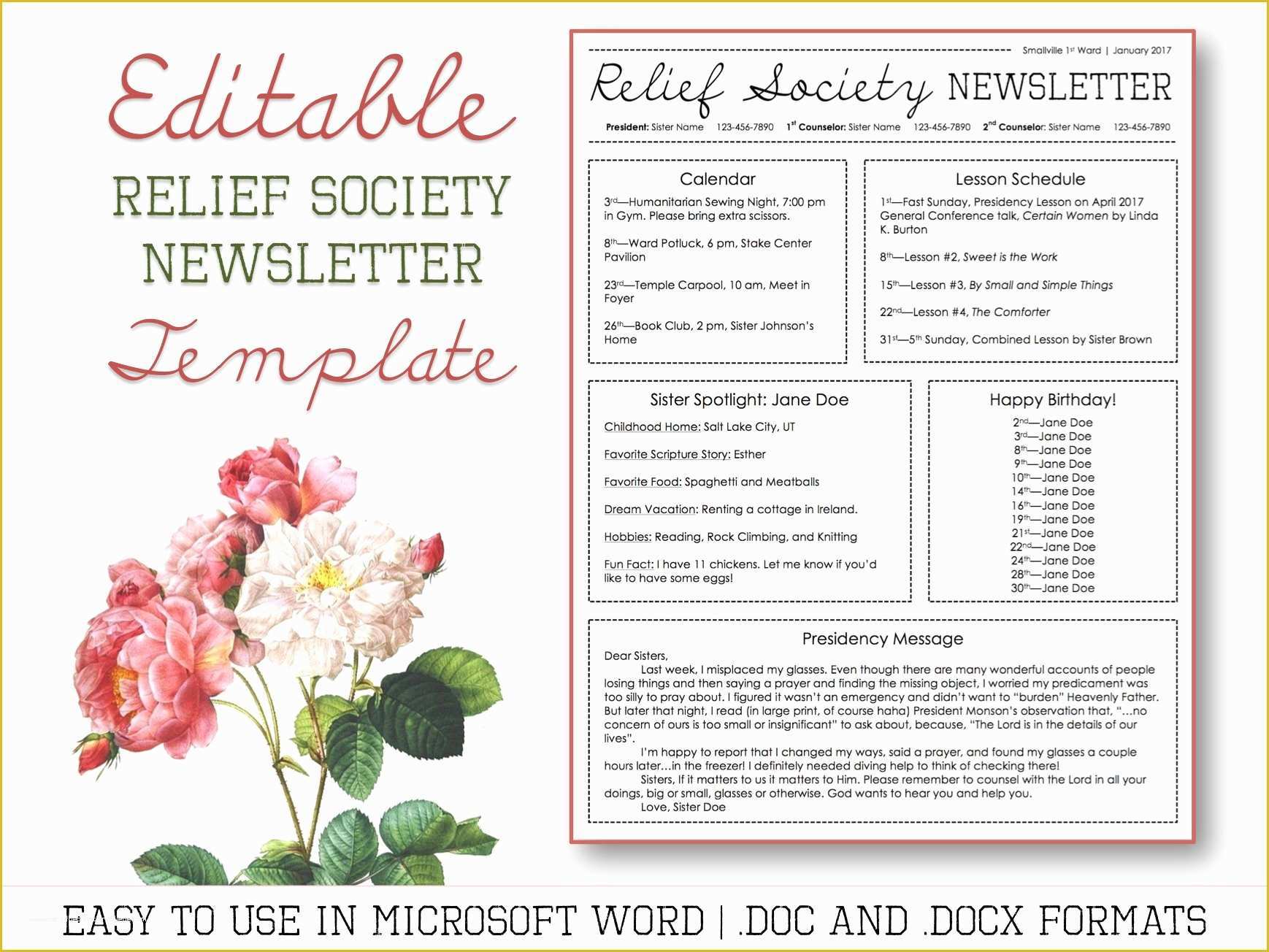 Relief society Newsletter Template Free Of Relief society Newsletter Template for Microsoft Word
