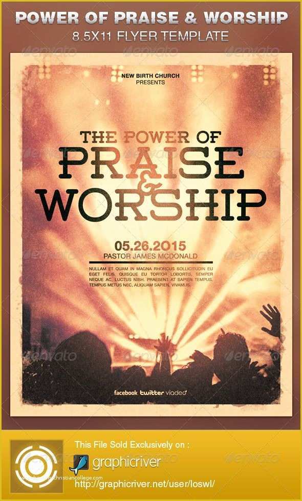 Religious Flyer Templates Free Of Power Of Praise and Worship Church Flyer Template