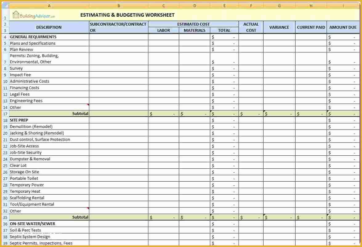 Renovation Spreadsheet Template Free Of 5 Home Renovation Spreadsheet
