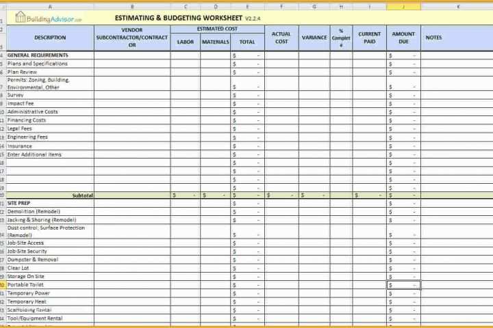 Renovation Spreadsheet Template Free Of 5 Renovation Spreadsheet Template