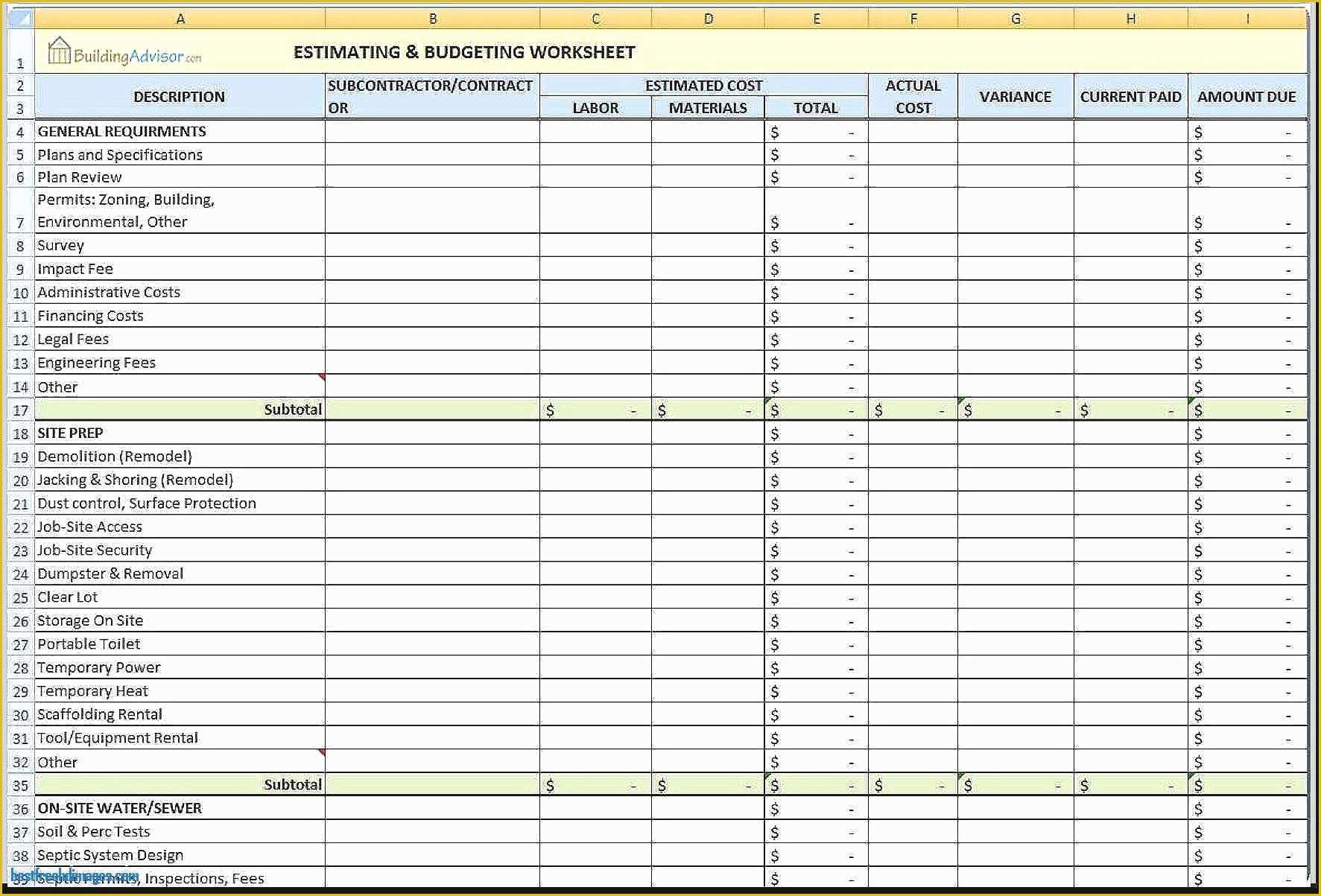 Renovation Spreadsheet Template Free Of Construction Spreadsheets for Excel Kubre Euforic Co Home