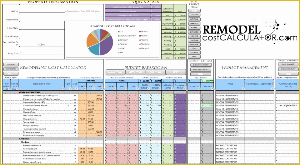 Renovation Spreadsheet Template Free Of Home Renovation Bud Excel Spreadsheet Kubre Euforic Co