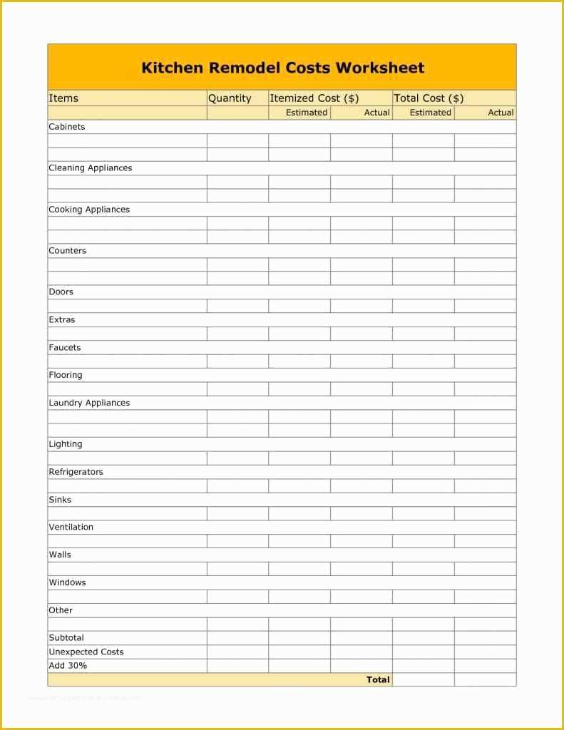 Renovation Spreadsheet Template Free Of House Renovation Bud Spreadsheet Template House