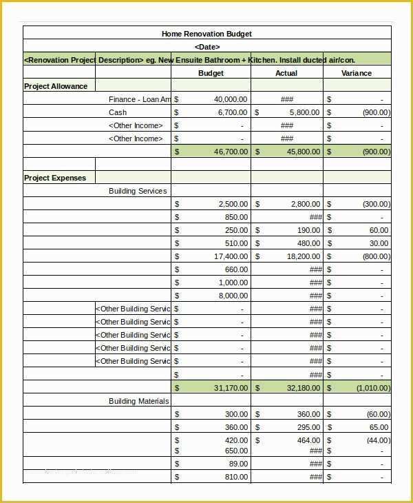 Renovation Spreadsheet Template Free Of Simple Bud Spreadsheet Template 11 Freeword Excel