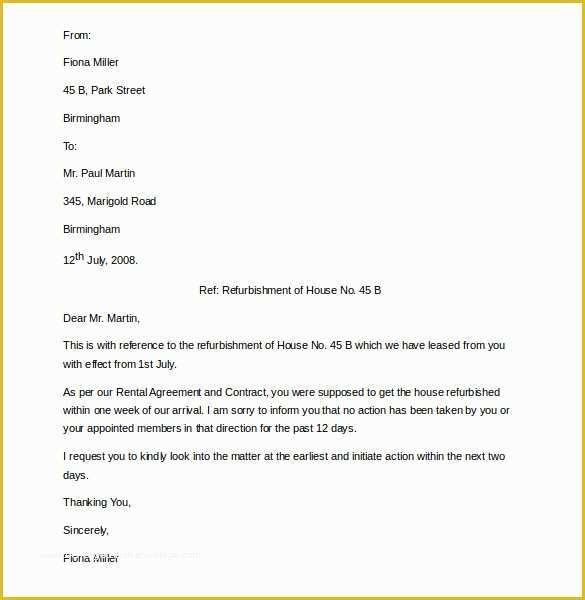 Rent Free Letter From Parents Template Of 14 Tenant Plaint Letter Templates Pdf Doc