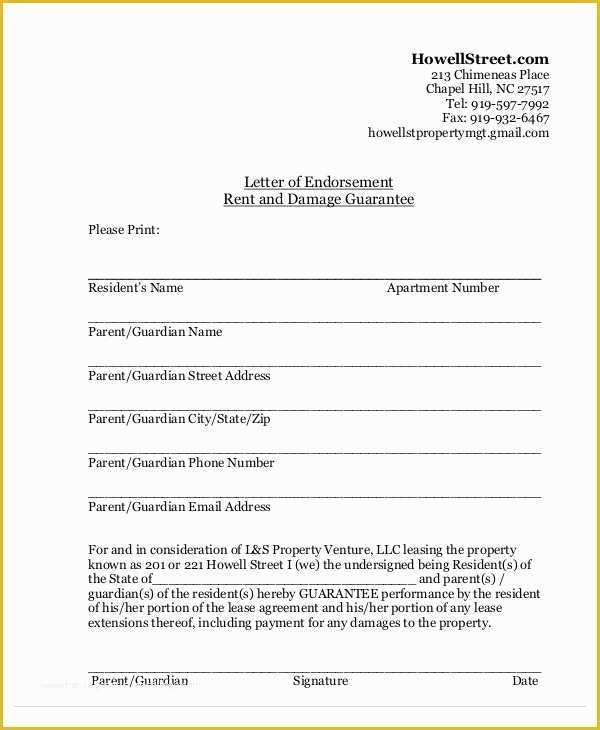 Rent Free Letter From Parents Template Of 54 Guarantee Letter Samples Pdf Doc