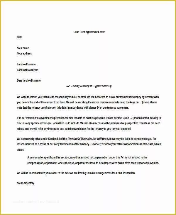 Rent Free Letter From Parents Template Of 6 Rental Agreement Letter Doc Pdf