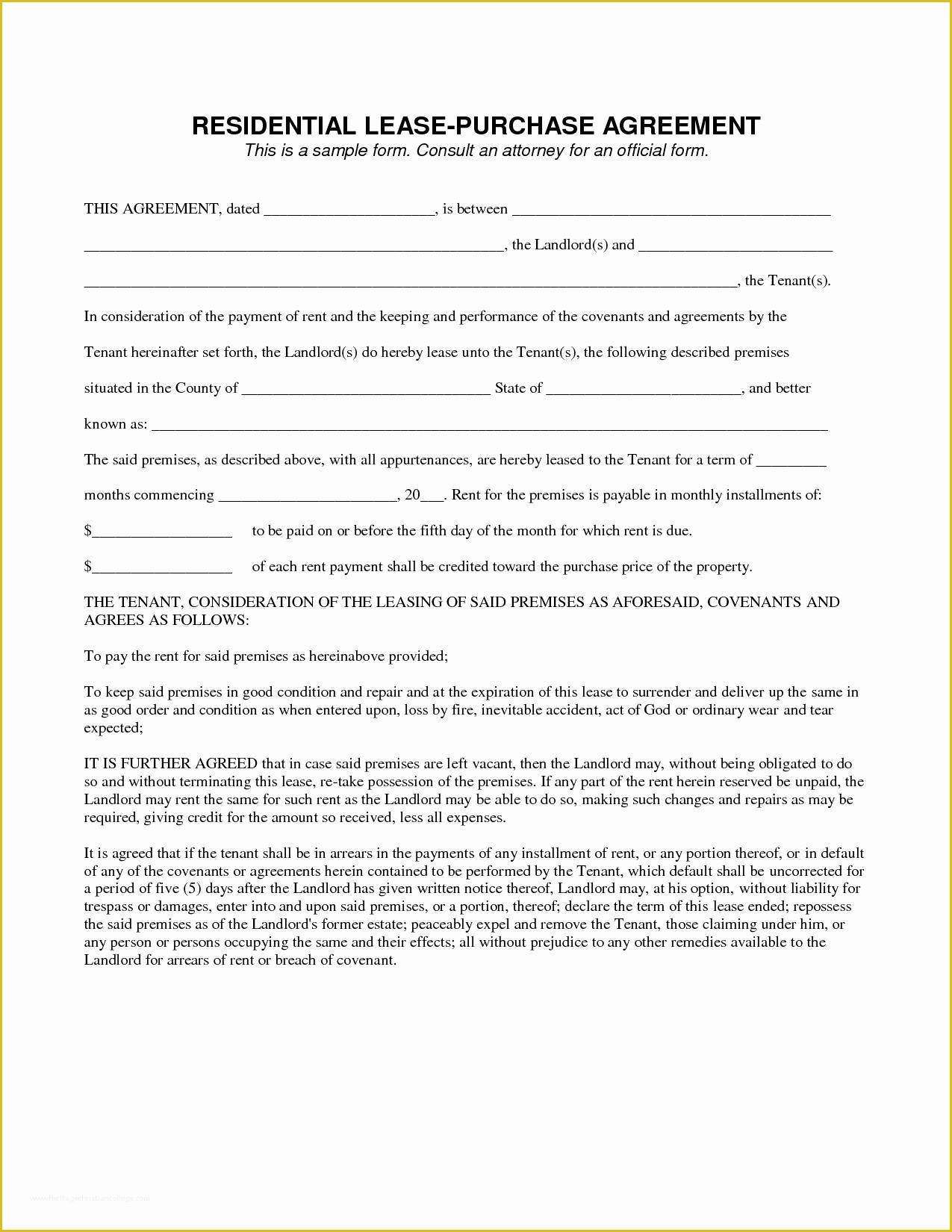 Rent to Own Lease Agreement Template Free Of Lease to Own Contract Template Legal Agreement Contract