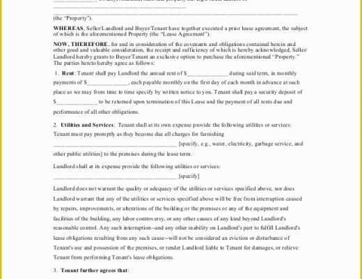 Rent to Own Lease Agreement Template Free Of Rent to Own Agreement