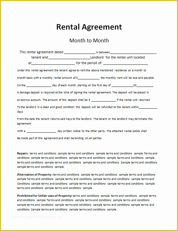 Rent to Own Lease Agreement Template Free Of Rent to Own Contract