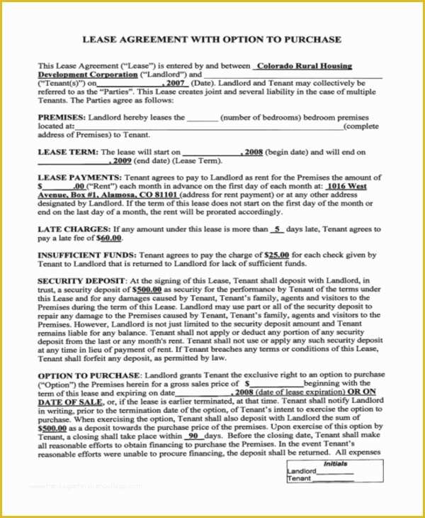Rent to Own Lease Agreement Template Free Of Rent to Own Home Contract 7 Examples In Word Pdf