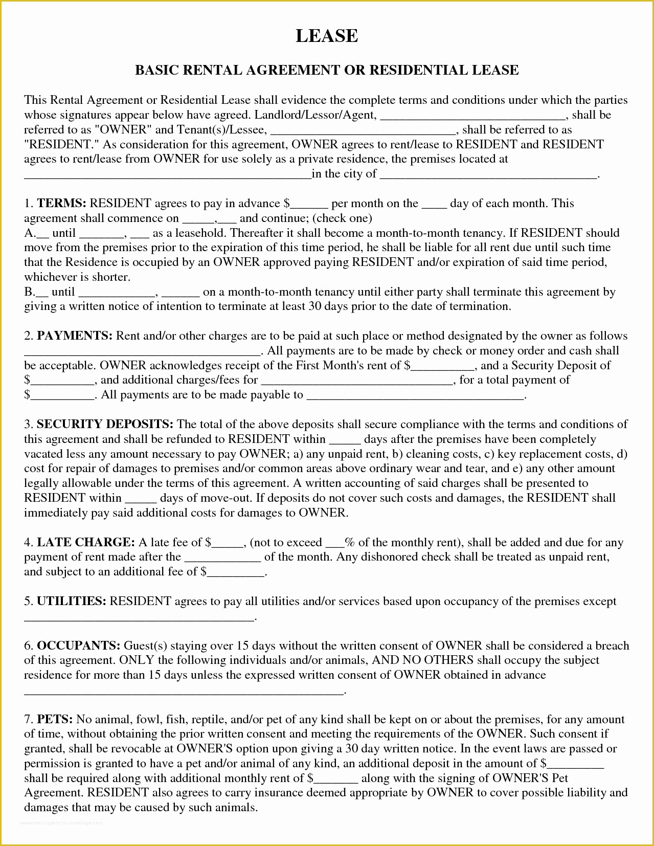 Rental Agreement Template Florida Free Of 4 Basic Lease Agreement Template