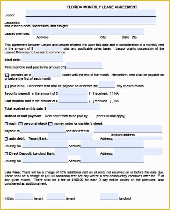 Rental Agreement Template Florida Free Of 5 Florida Lease Agreement Templates Free Download