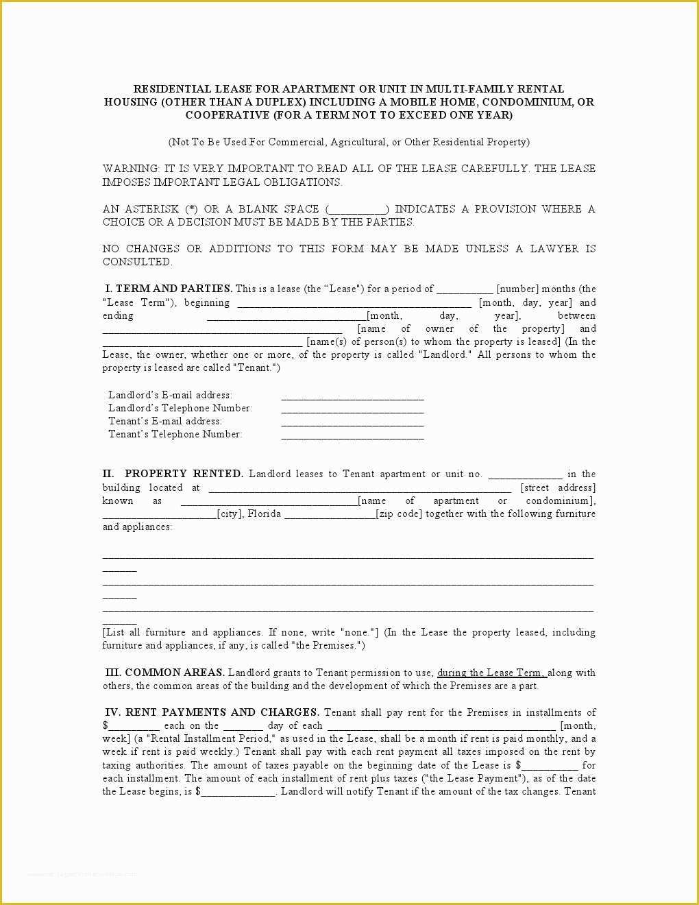 Rental Agreement Template Florida Free Of Download Free Florida Residential Lease Agreement
