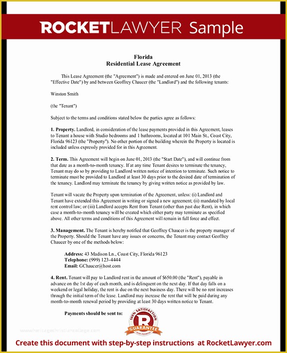 Rental Agreement Template Florida Free Of Florida Lease Agreement