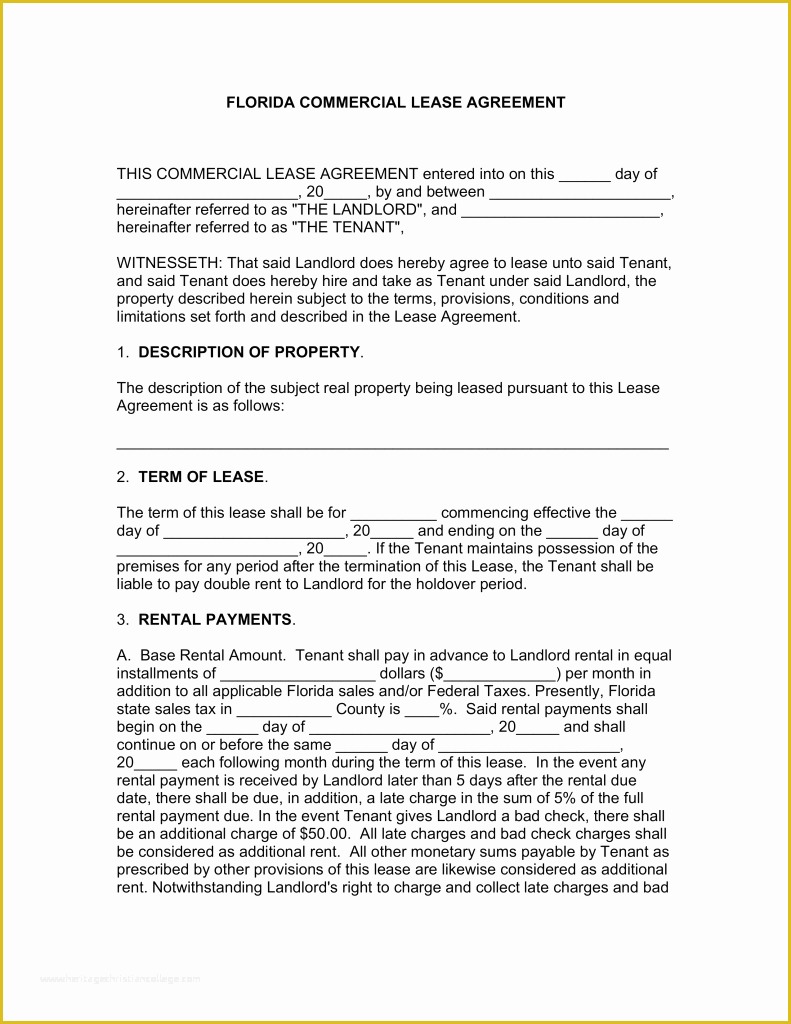 Rental Agreement Template Florida Free Of Free Florida Mercial Lease Agreement Template Word