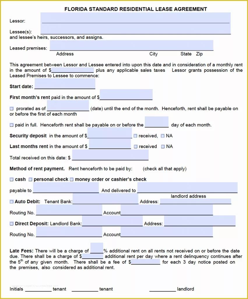 Rental Agreement Template Florida Free Of Free Florida Residential Lease Agreement Template – Pdf – Word