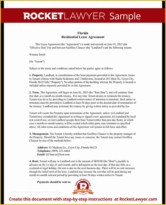 Rental Agreement Template Florida Free Of Sample Florida Lease Agreement