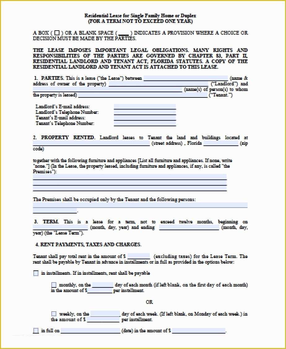 57 Rental Agreement Template Florida Free