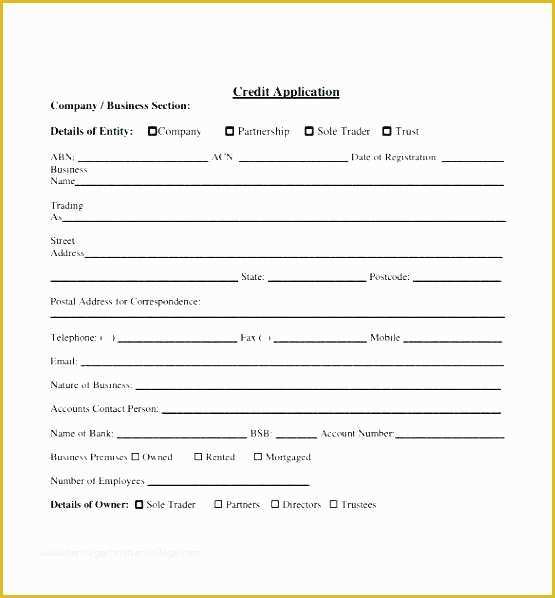 Rental Credit Application Template Free Of Credit Application form Template Sample Credit Application