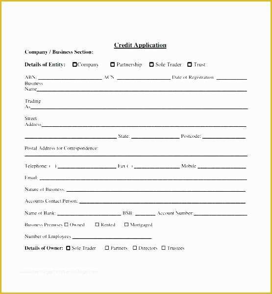 Rental Credit Application Template Free Of Credit Application form Template Sample Credit Application