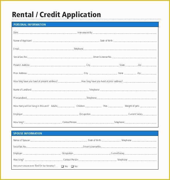 Rental Credit Application Template Free Of Credit Application Template 33 Examples In Pdf Word