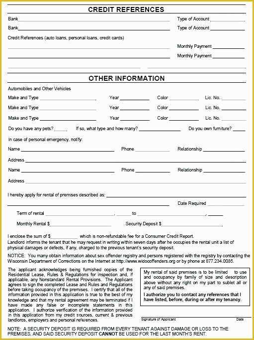 Rental Credit Application Template Free Of Download Free Rental Credit Application form Template