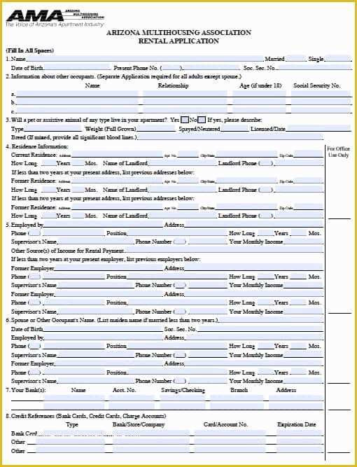 Rental Credit Application Template Free Of Free Arizona Rental Application form – Pdf Template