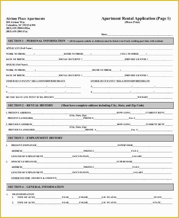 Rental Credit Application Template Free Of Free Printable Rental Application form