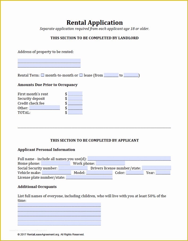 Rental Credit Application Template Free Of Free Rental Application Template – Download In Adobe Pdf