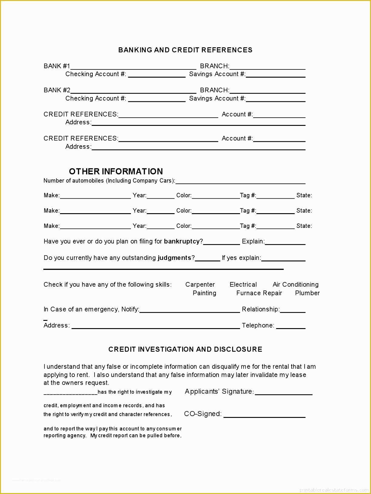 Rental Credit Application Template Free Of Free Rental Credit Application form Template