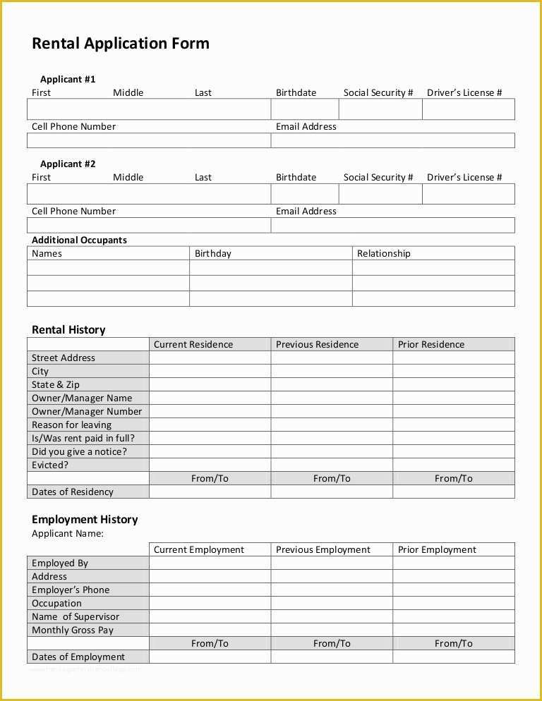 Rental Credit Application Template Free Of Rental Application form