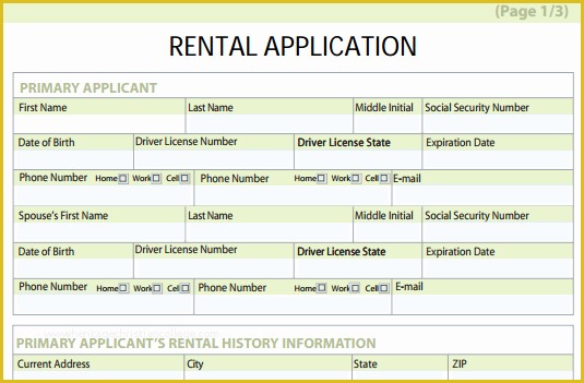 Rental Credit Application Template Free Of Rental Application forms Free and software