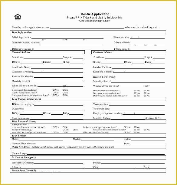 Rental Credit Application Template Free Of Rental Application Template – 10 Free Word Pdf Documents