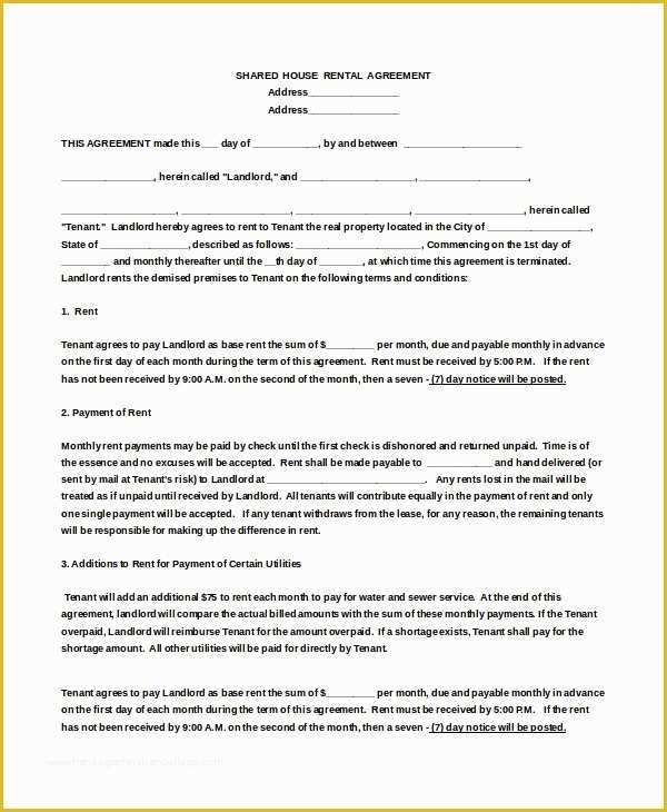 Rental House Contract Template Free Of 16 House Rental Agreement Templates Doc Pdf