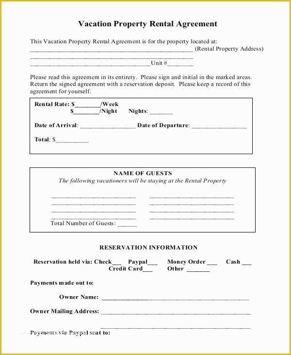 Rental House Contract Template Free Of Vacation Rental Agreement – 8 Free Word Pdf Documents