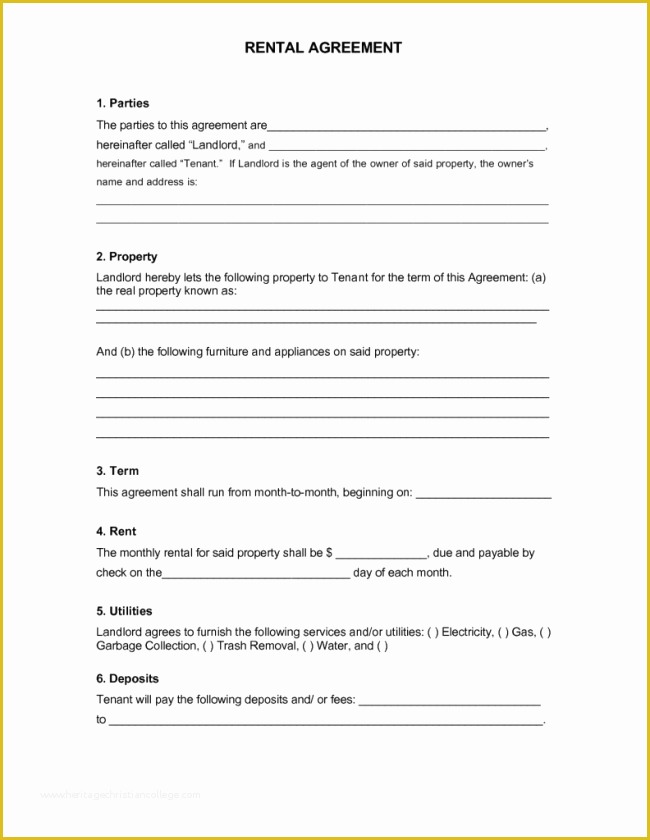 Rental Lease Agreement Template Free Of 30 Basic Editable Rental Agreement form Templates Thogati