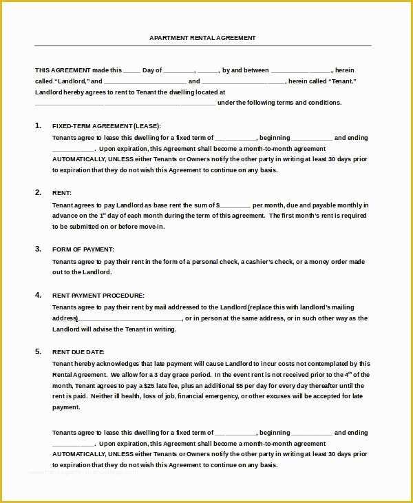 Rental Lease Agreement Template Free Of Rental Lease Agreement Template 20 Free Word Pdf