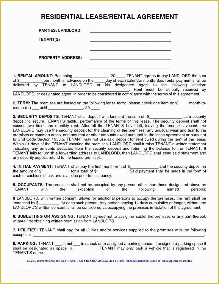 Rental Lease Agreement Template Free Of Residential Lease Agreement Template