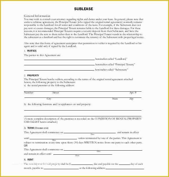 Rental Sublease Agreement Template Free Of 18 Sublease Agreement Templates Word Pdf Pages