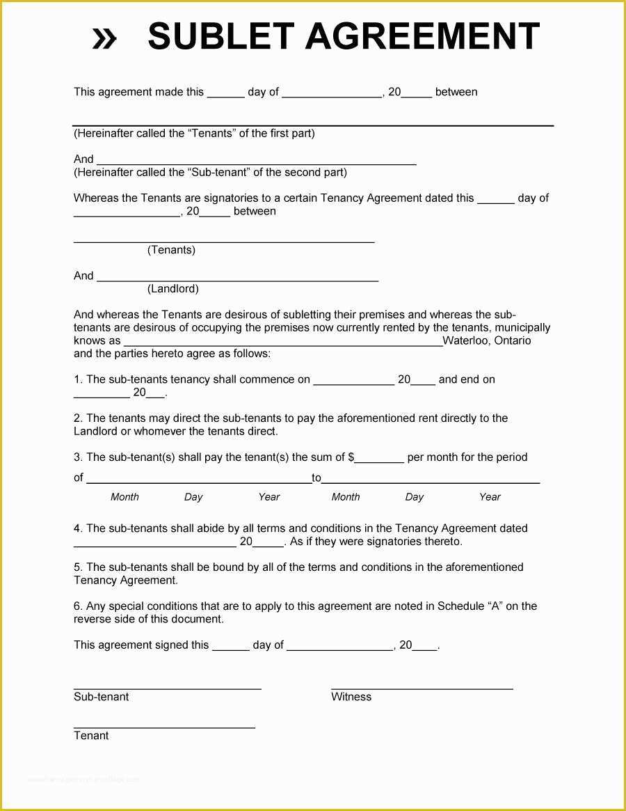 Rental Sublease Agreement Template Free Of 40 Professional Sublease Agreement Templates & forms