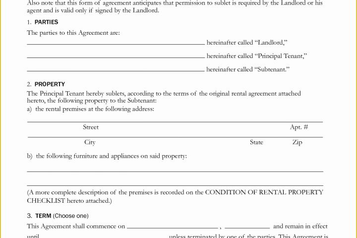 Rental Sublease Agreement Template Free Of Basic Sublet Agreement Portablegasgrillweber