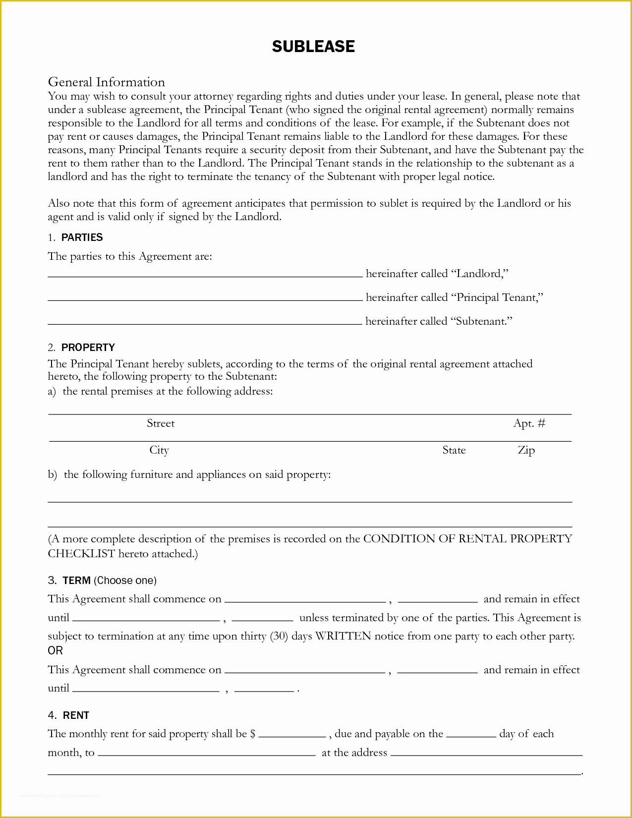 42 Rental Sublease Agreement Template Free