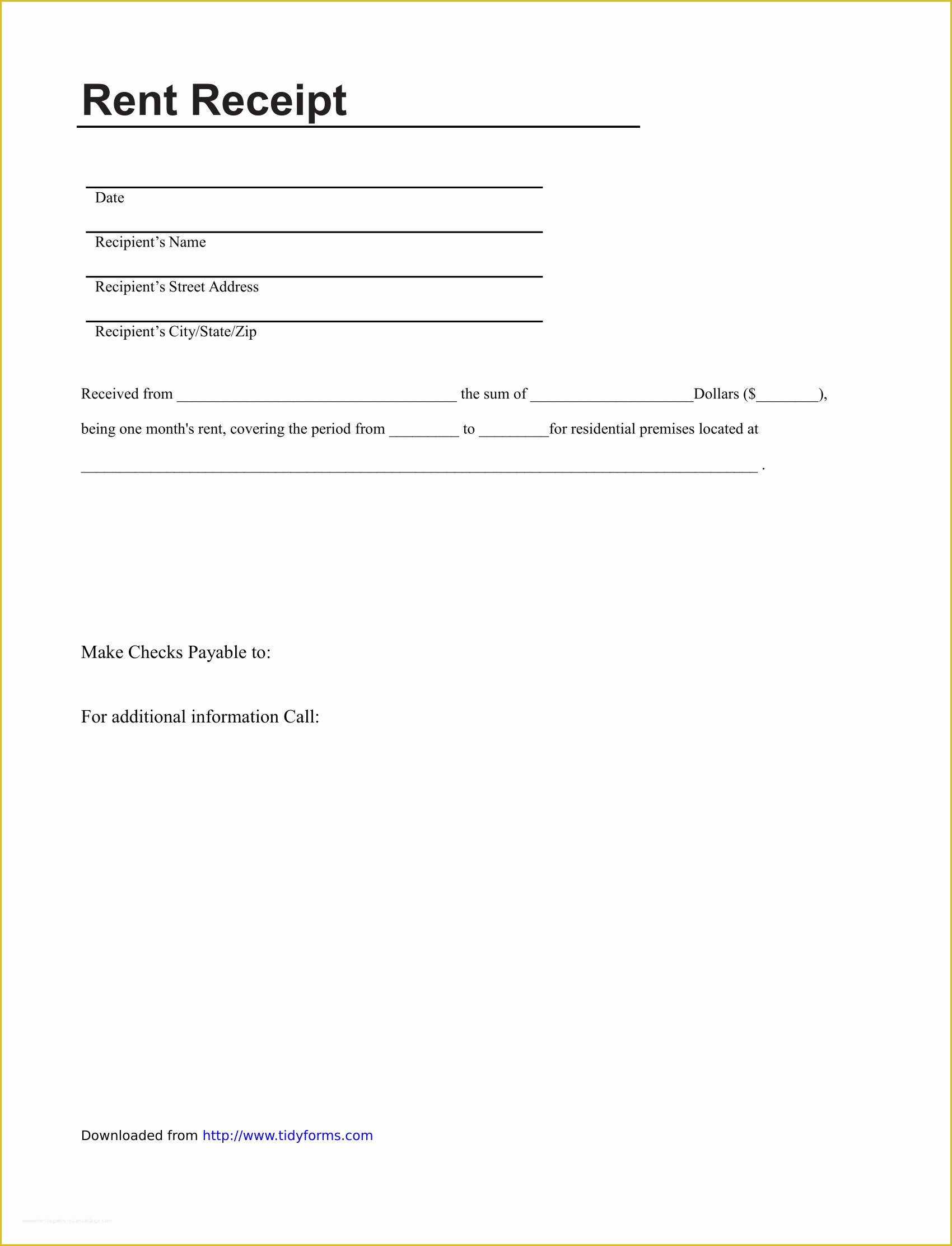 Rental Template Free Of Rent Receipt Template Sample Free Download