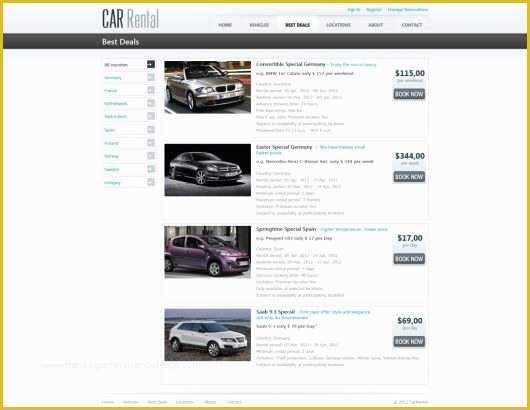 Rental Website Template Free Of Free Car Rental Website Template