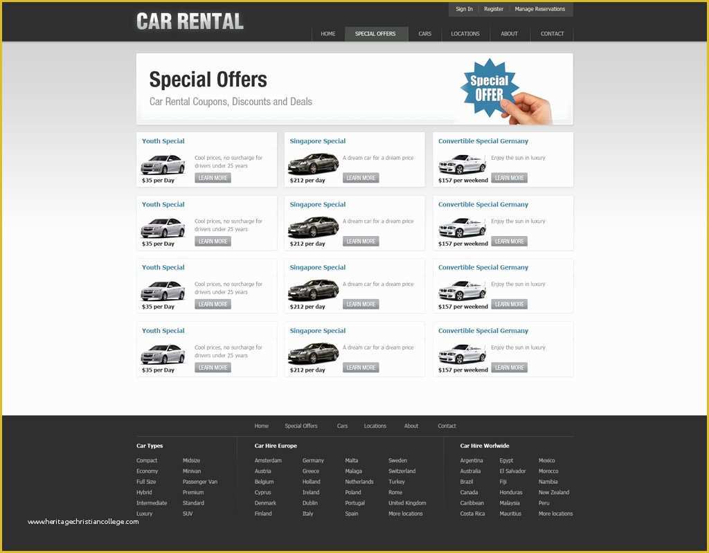 Rental Website Template Free Of Free Car Rental Website Template