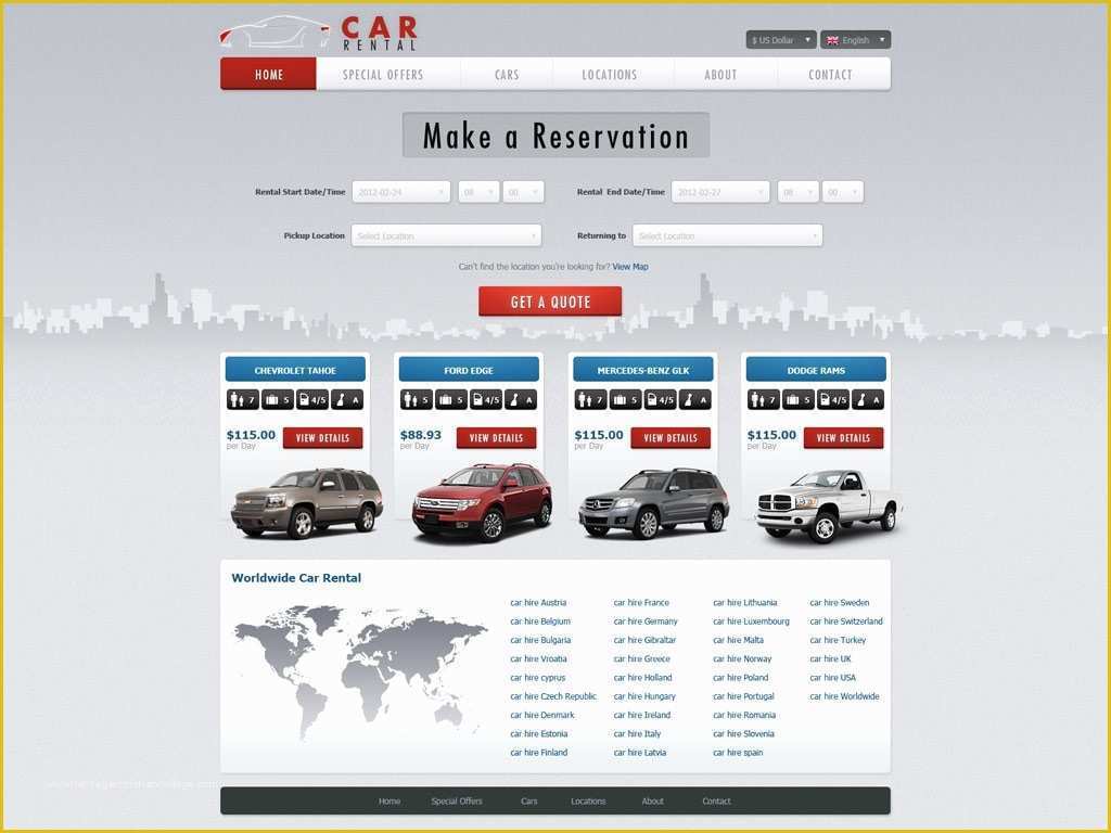 Rental Website Template Free Of Free Car Rental Website Template