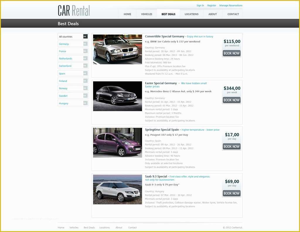 Rental Website Template Free Of Free Car Rental Website Template