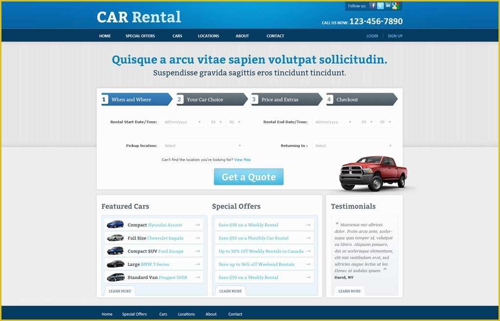 Rental Website Template Free Of Free Rent A Car Website Template