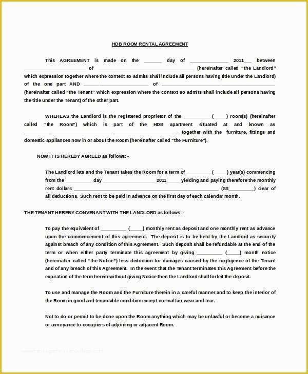 Renting Contract Template Free Of 13 Room Rental Agreement Templates – Free Downloadable